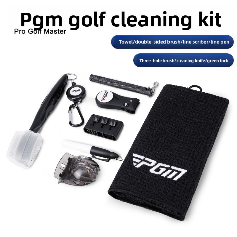 Golf Towel - PGM ゴルフクラブクリーニングキットマイクロファイバータオル溝ブラシディボット修復ツールボールラインマーカーペンアクセサリーセット SZ009