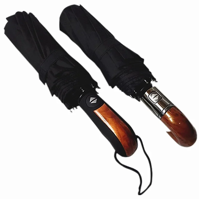 Golf Umbrella Large - 高級逆傘 メンズ 木製ハンドル 大型自動傘 防風 強力