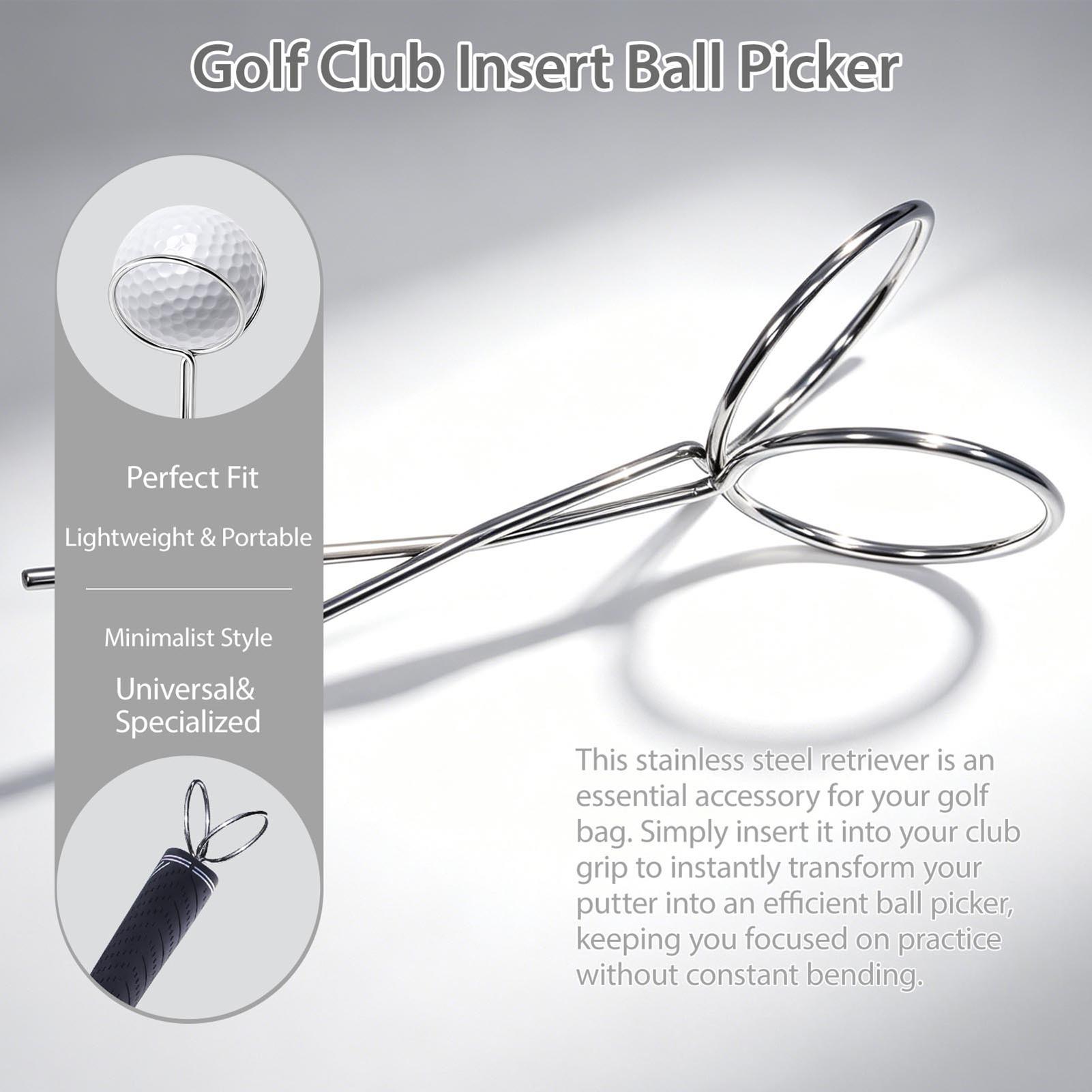 Golf Putter - ゴルフボールレトリバー ポータブル挿入式キャッチャー ステンレスパターグリップ ゴルフレトリバーボール 女性用 初心者アスリート用