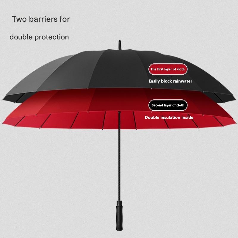 30インチ16本骨自動開閉式二重構造ゴルフ傘ロングハンドルス - Golf Umbrella のレビューと価格