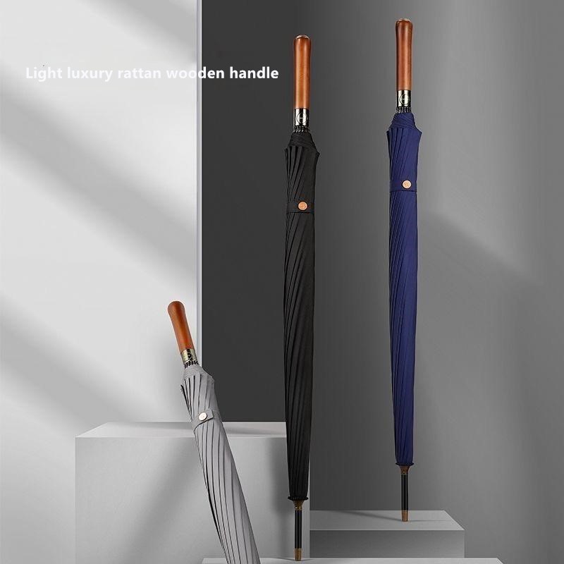 自動開閉式木製ハンドル傘 16本骨 大型 耐風ストレートハン - Golf Umbrella Large のレビューと価格