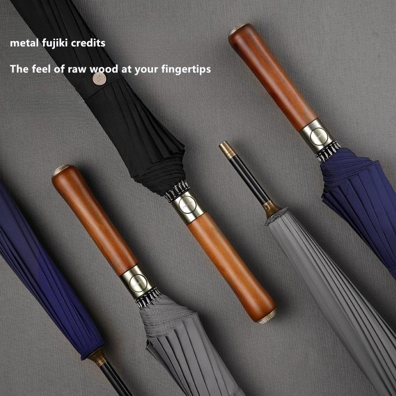 自動開閉式木製ハンドル傘 16本骨 大型 耐風ストレートハン - Golf Umbrella Large のレビューと価格