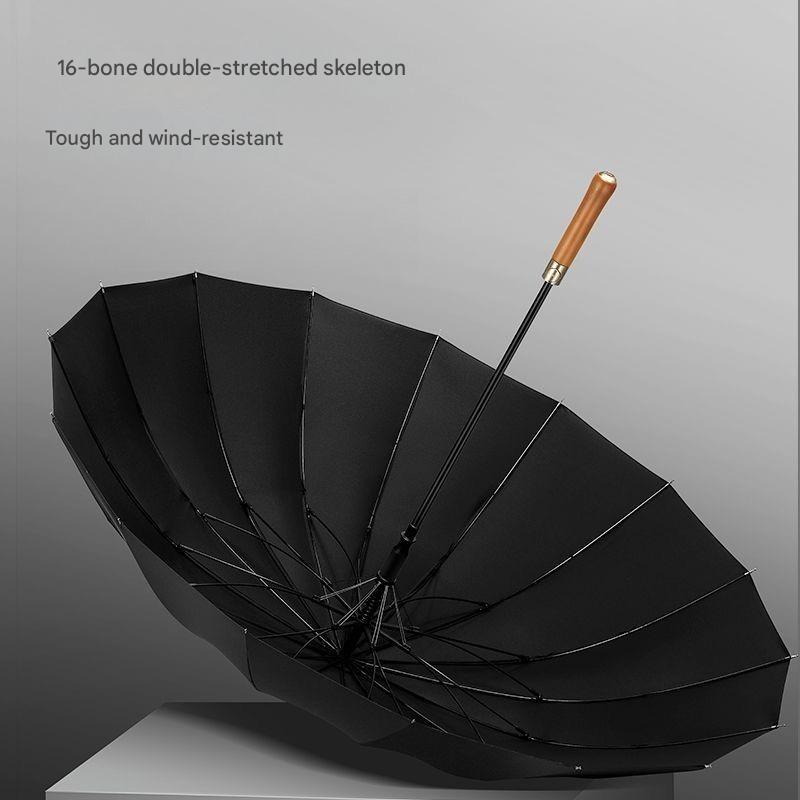 自動開閉式木製ハンドル傘 16本骨 大型 耐風ストレートハン - Golf Umbrella Large のレビューと価格
