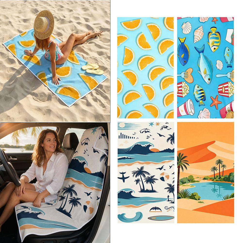 2-in-1ビーチタオルカーシートカバー、速乾性、砂よけ、吸 - Golf Towel のレビューと価格