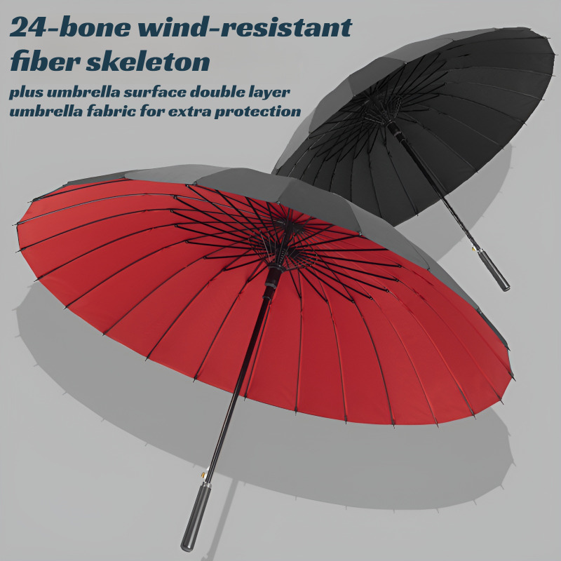 特大24本骨二重層傘 メンズロングハンドルストレート傘 大型 - Golf Umbrella Large のレビューと価格