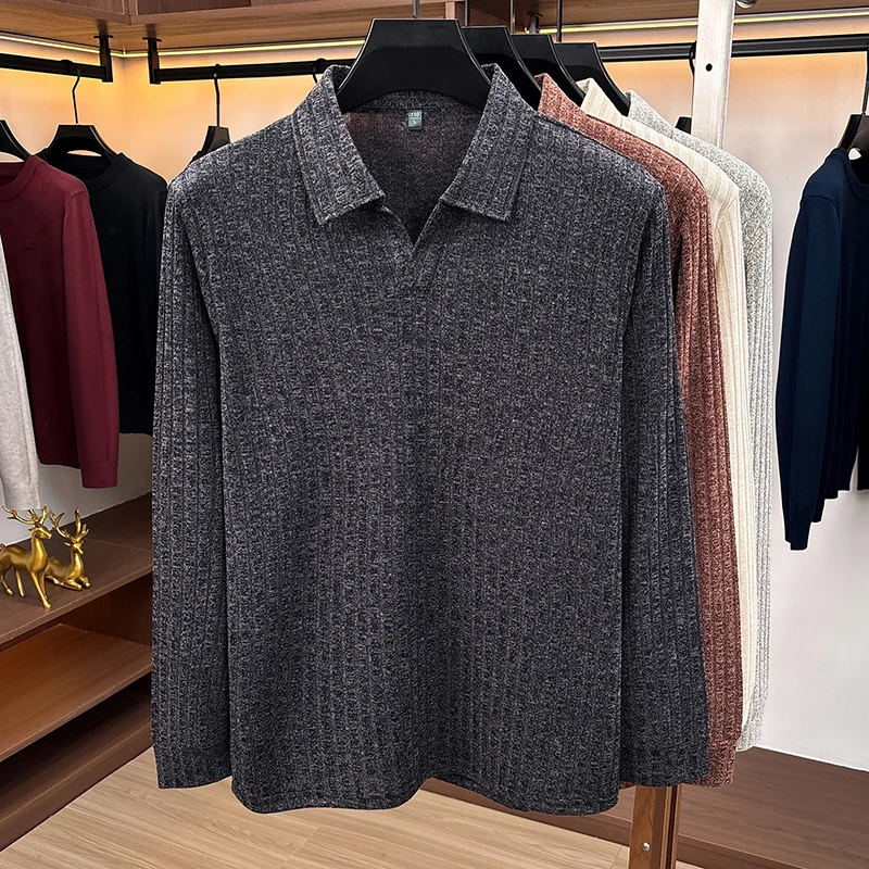 メンズ ポロカラー Vネック ニットセーター、縦方向のリブ編 - Golf Tees のレビューと価格