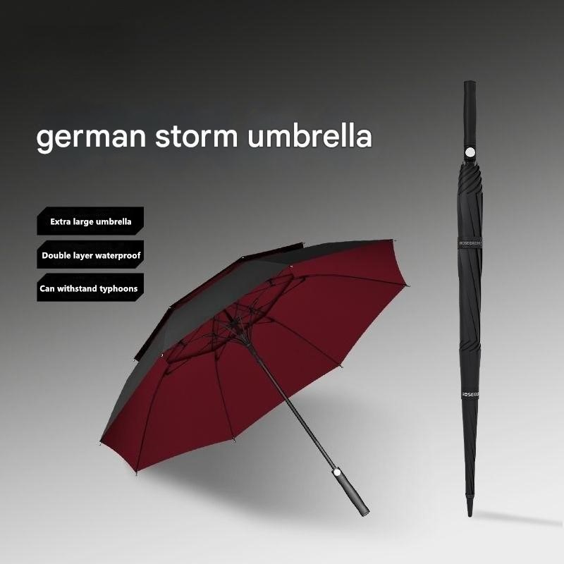 高級セミオートマチック長柄ストレート傘 二重構造耐暴風雨強化 - Golf Umbrella のレビューと価格