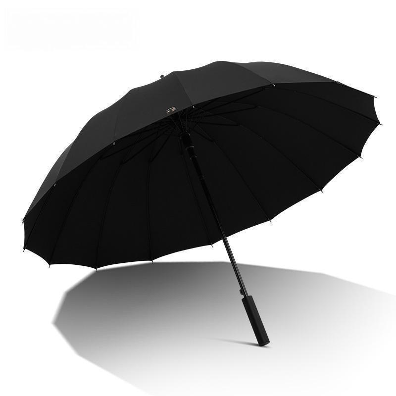 16本骨鋼鉄補強ロングストレートハンドル半自動傘、耐雨・耐風 - Golf Umbrella のレビューと価格