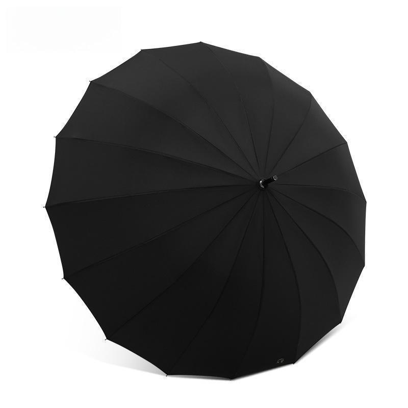 16本骨鋼鉄補強ロングストレートハンドル半自動傘、耐雨・耐風 - Golf Umbrella のレビューと価格