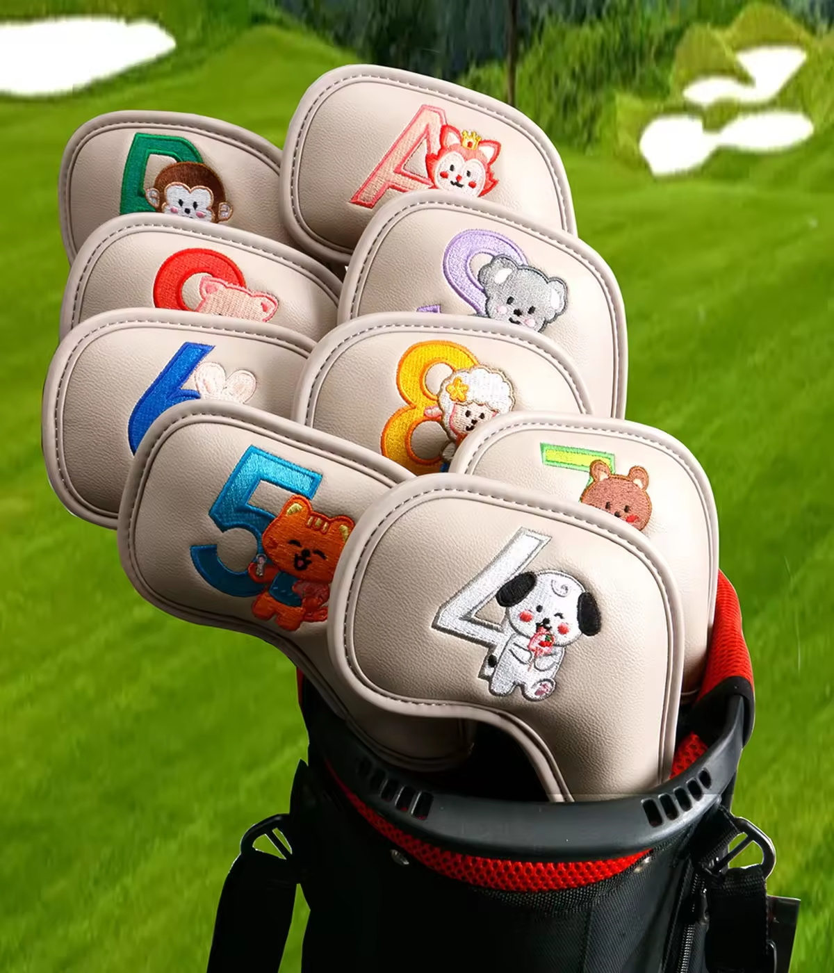 9個入りのかわいい漫画風動物ゴルフアイアンヘッドカバー、PU - Golf Clubs のレビューと価格