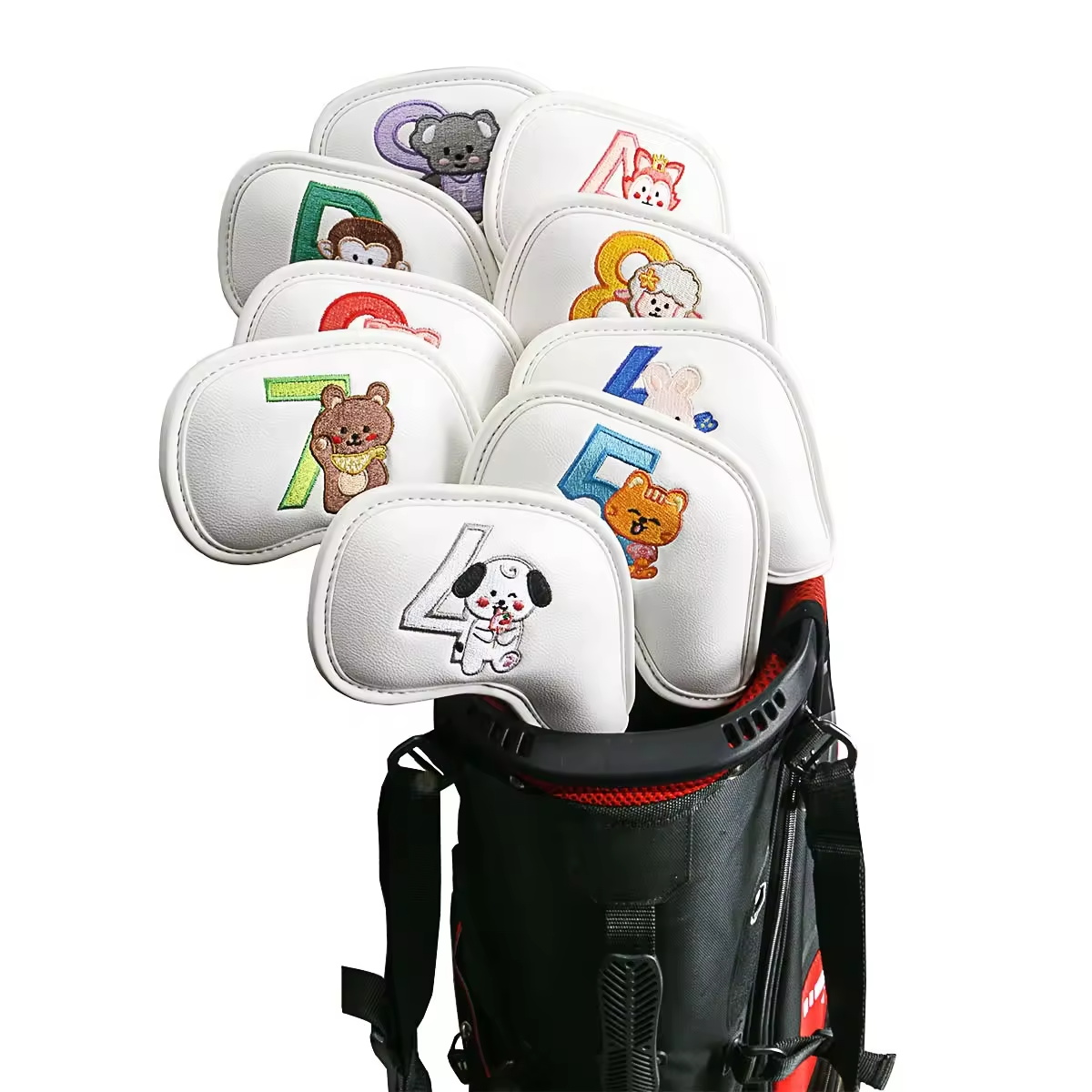 9個入りのかわいい漫画風動物ゴルフアイアンヘッドカバー、PU - Golf Clubs のレビューと価格