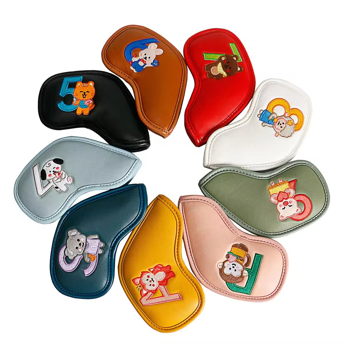 9個入りのかわいい漫画風動物ゴルフアイアンヘッドカバー、PU - Golf Clubs のレビューと価格