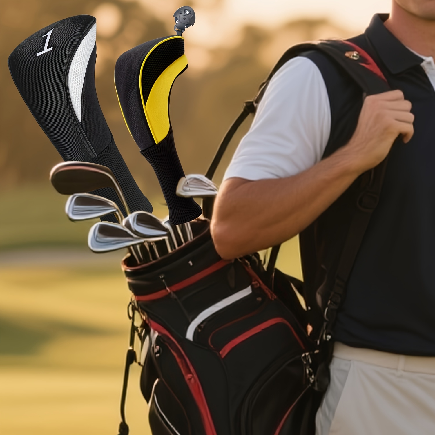 ゴルフクラブヘッドカバー5個セット、柔らかい裏地で保護、通気 - Golf Clubs のレビューと価格
